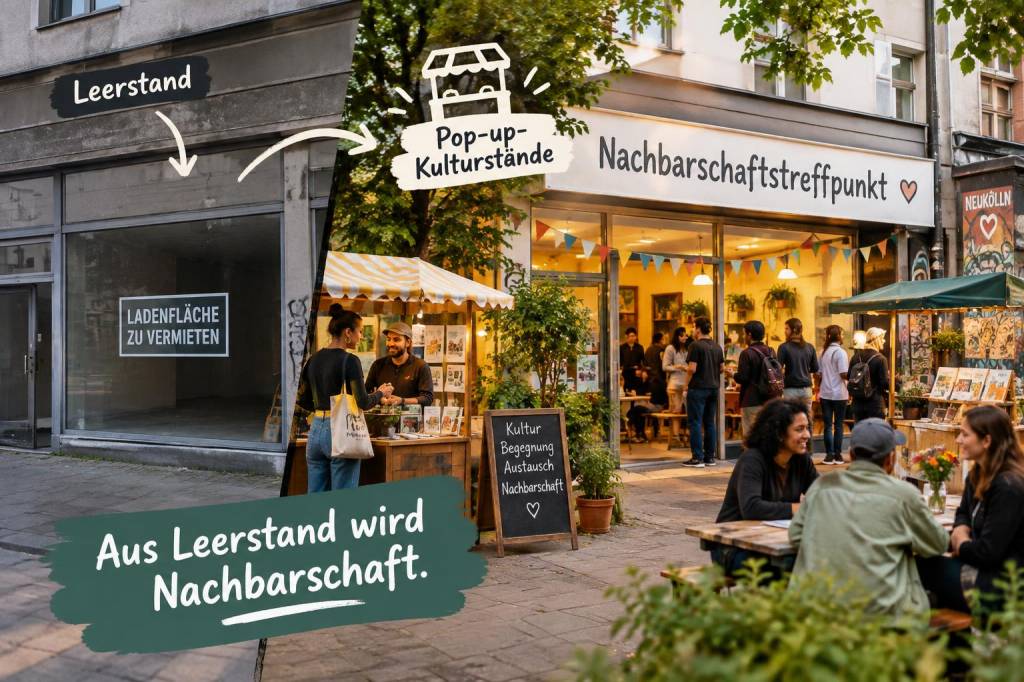Wie ein modellprojekt mit pop‑up‑kulturständen leerstehende ladenflächen in neukölln schnell zu dauerhaften nachbarschaftstreffpunkten macht